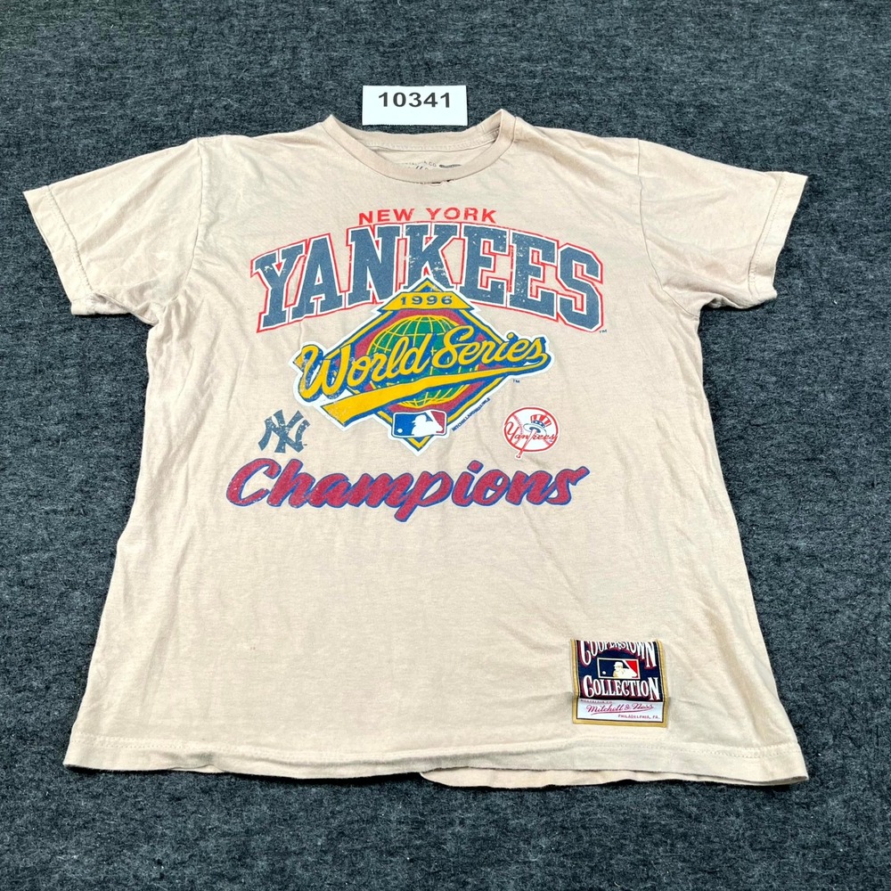 New York Yankees T Shirt Mens Medium Beige Mitchell & Ness MLB 1996 World Series